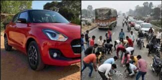 उत्तराखंड में यूपी नंबर की कार का तांडव, बाइक को 200 मीटर तक घसीटा; चपेट में आए कई लोग