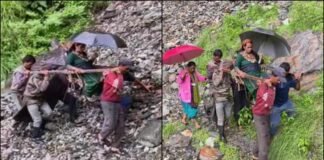 उत्तराखंड: पहाड़ की दर्दनाक तस्वीर, गर्भवती को 6 किमी डंडी-कंडी में उठाकर चले ग्रामीण; इलाज के लिए भी भटकना पड़ा
